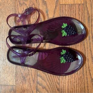 Purple Jelly Ankle-Strap Sandals with Grape Accent